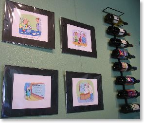 matted cartoons on wall