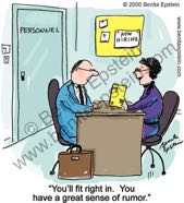 business businesswoman interviewer personnel sense rumor hiring cartoon 1004