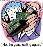 business businesswoman glass ceiling desk cartoon 1016