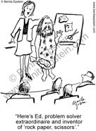 business businesswoman seminar problem solving caveman rock paper scissors cartoon 1015