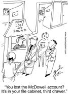 business cartoon businessmen account lost found 1471