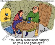 funny medical cartoon eye laser surgery lasik cyclops medeival eye doctor cataract vision opthalmology 1026