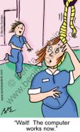 funny presentation powerpoint  newsletter nurse nursing woman female health healthy doctors office checkup illness sick ill sick disease medical medicine cartoon computer it 1637 