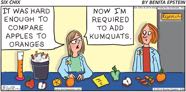 funny science reasearch women in science compare lab laboratory experiment experimentation wet bench apples orange kumquat ice bucket 1682