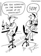 funny science scientist scientists research experiment experiments chemistry biochemistry mirror image molecules compound lab laboratory cartoons cartoon 1611 